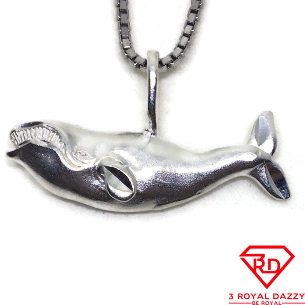 Sea Whale charm 3D Pendant 925 Sterling Silver